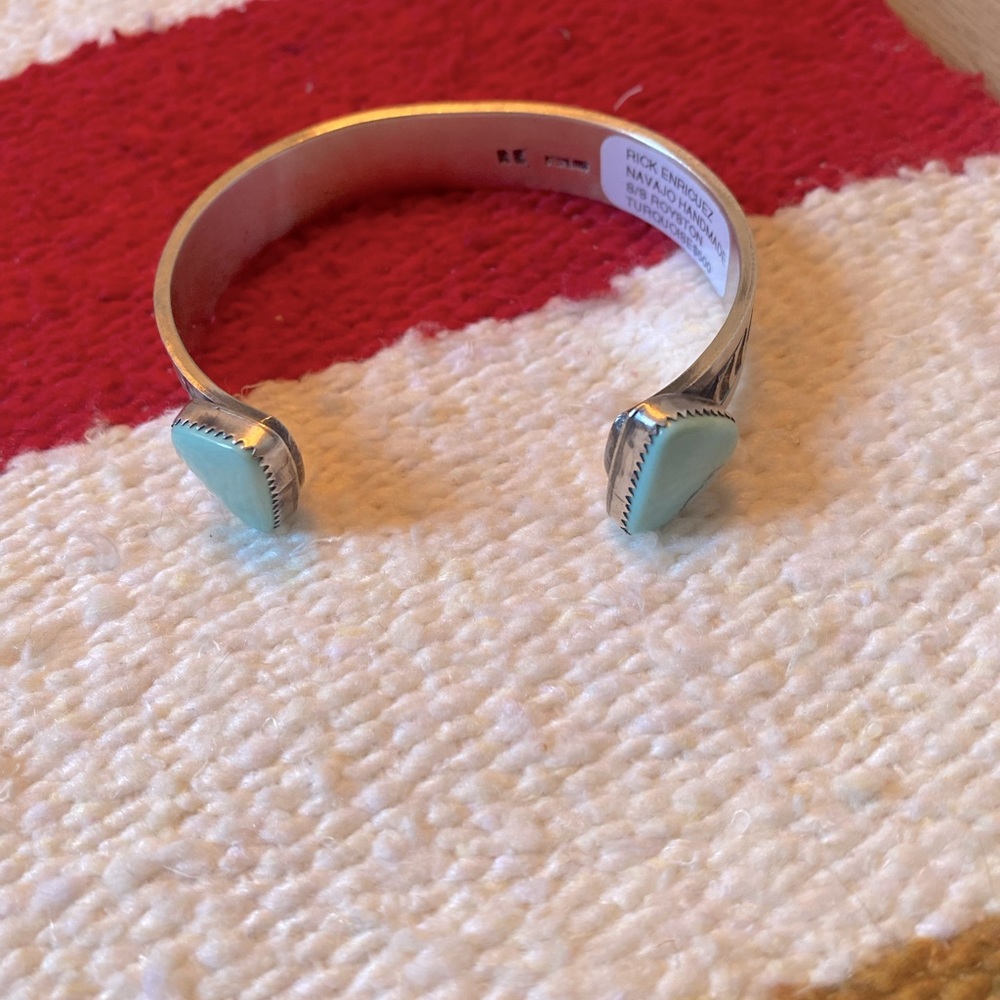 Genuine turquoise open cuff